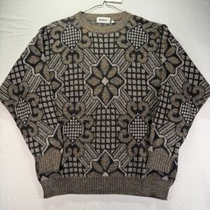 Mondo Sweater Mens XL Grandpa Knit Made In Italy Wool Alpaca Geometric Shapes